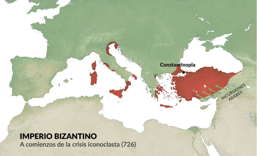 Imperio bizantino en el inicio de la querella iconoclasta